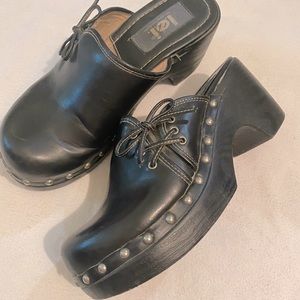 Black LEI Clogs with Side Laces